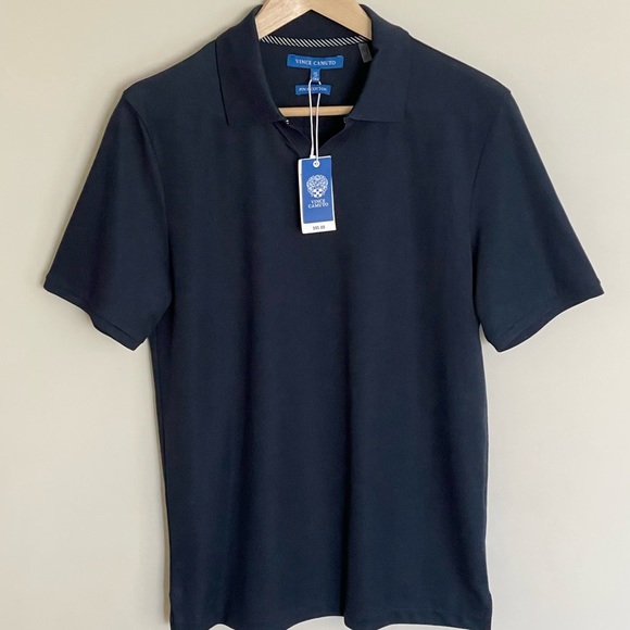 NEW Vince Camuto Pima Cotton Short Sleeve Navy Polo Shirt Men’s size XS - Picture 2 of 5